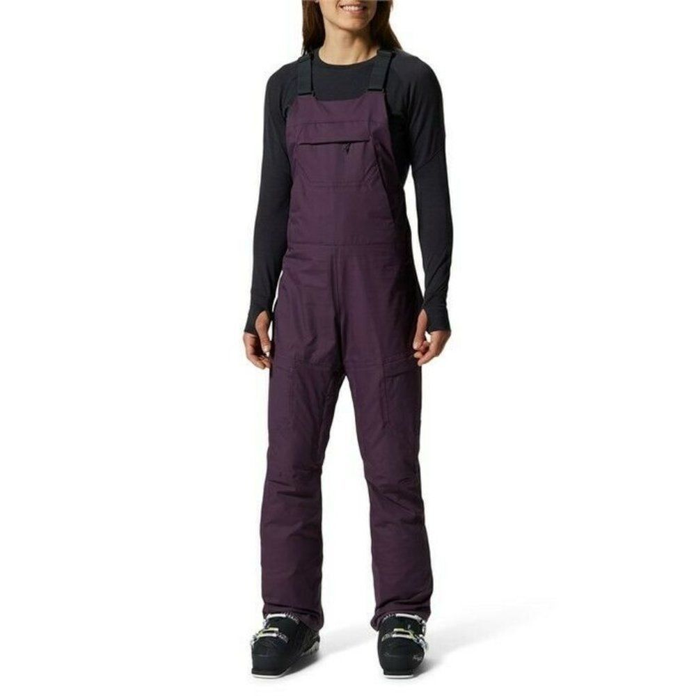Mountain Hardwear Womens Purple Long Sleeve Hooded Snowboarding Bibs Size Small
